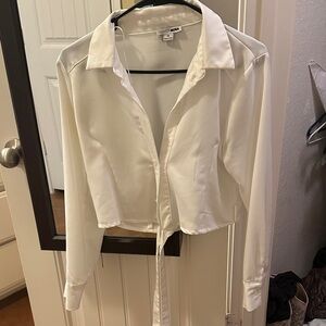 Fashion Nova Button up Crop collared shirt with ties